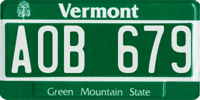 VT license plate AOB679