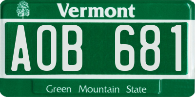 VT license plate AOB681