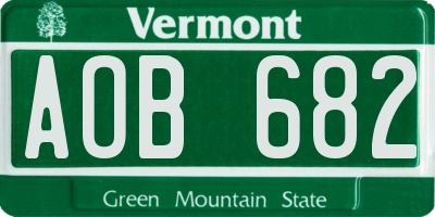 VT license plate AOB682