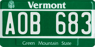 VT license plate AOB683