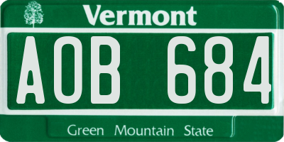 VT license plate AOB684