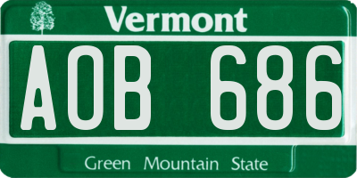 VT license plate AOB686