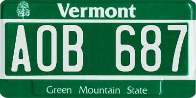 VT license plate AOB687
