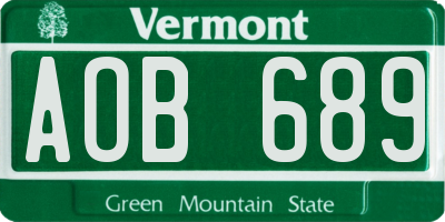 VT license plate AOB689
