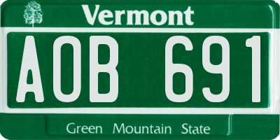 VT license plate AOB691