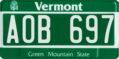 VT license plate AOB697