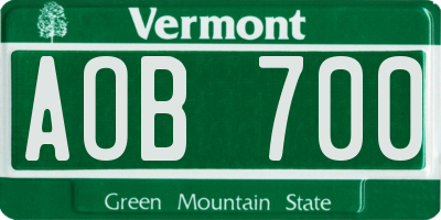 VT license plate AOB700