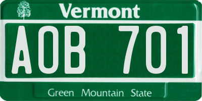 VT license plate AOB701