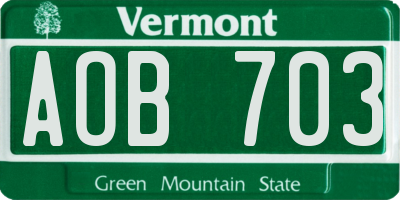 VT license plate AOB703