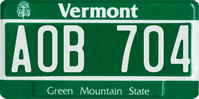VT license plate AOB704