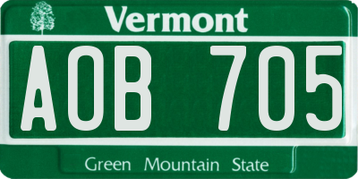 VT license plate AOB705