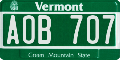 VT license plate AOB707