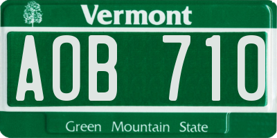 VT license plate AOB710