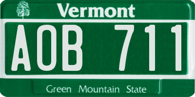 VT license plate AOB711