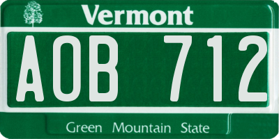 VT license plate AOB712