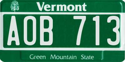 VT license plate AOB713
