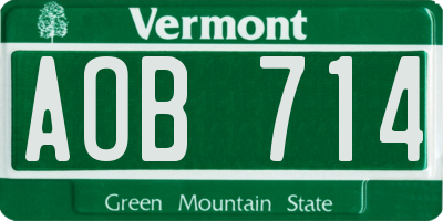 VT license plate AOB714