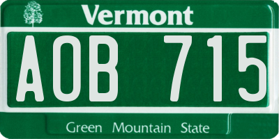 VT license plate AOB715