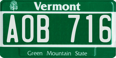 VT license plate AOB716
