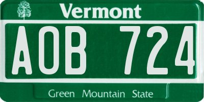 VT license plate AOB724