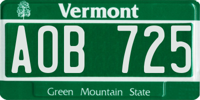 VT license plate AOB725