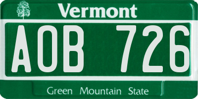 VT license plate AOB726
