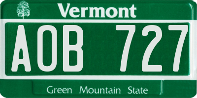 VT license plate AOB727