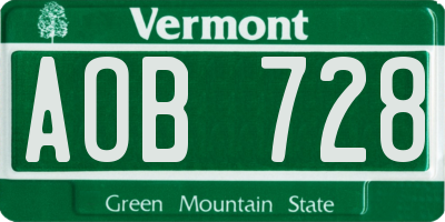 VT license plate AOB728