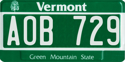 VT license plate AOB729