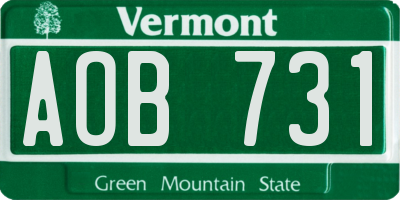 VT license plate AOB731