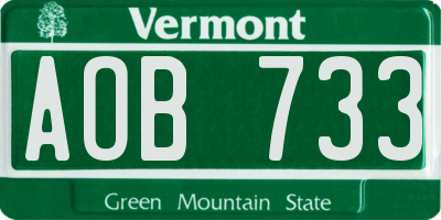 VT license plate AOB733