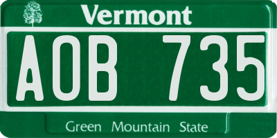 VT license plate AOB735