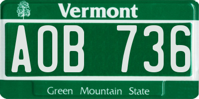 VT license plate AOB736