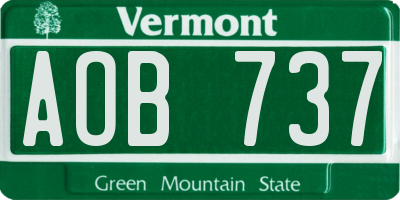VT license plate AOB737