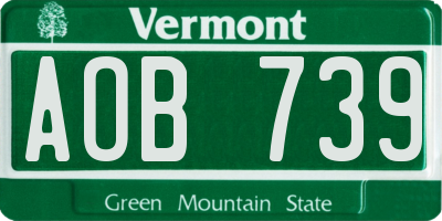 VT license plate AOB739