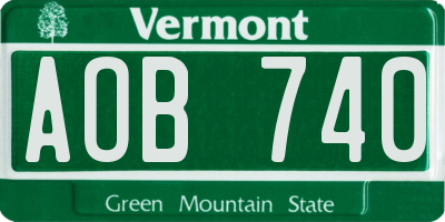 VT license plate AOB740