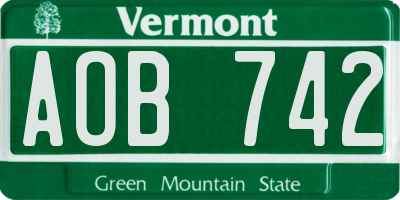 VT license plate AOB742