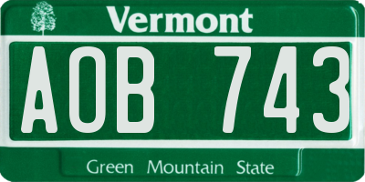VT license plate AOB743