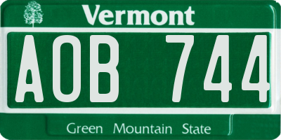 VT license plate AOB744