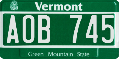 VT license plate AOB745