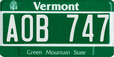 VT license plate AOB747