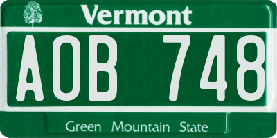 VT license plate AOB748