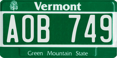 VT license plate AOB749