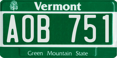 VT license plate AOB751