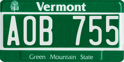 VT license plate AOB755