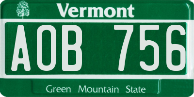 VT license plate AOB756