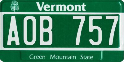 VT license plate AOB757