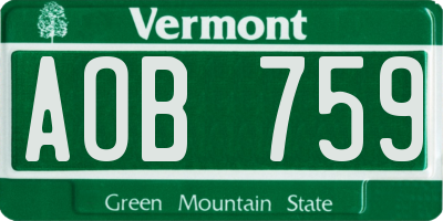 VT license plate AOB759
