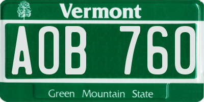 VT license plate AOB760