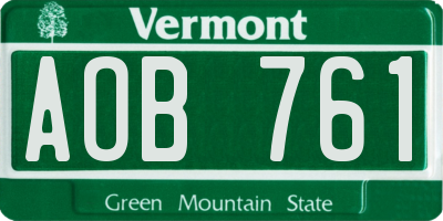 VT license plate AOB761